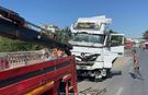 Kontrolden çıkan tır bariyerleri biçti