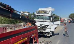 Kontrolden çıkan tır bariyerleri biçti