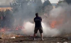Aynı gün 2’nci kez yanan alana vatandaşlar müdahale etti!