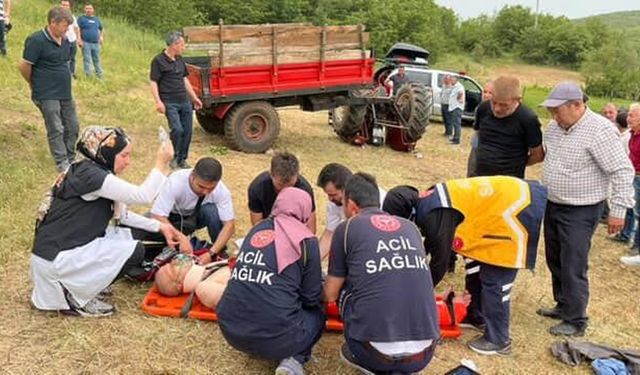 Kontrolden çıkan traktör devrildi: Sürücü ağır yaralandı