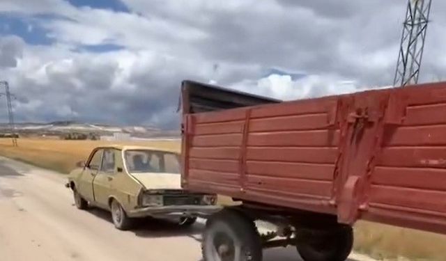 Otomobile römork bağladı