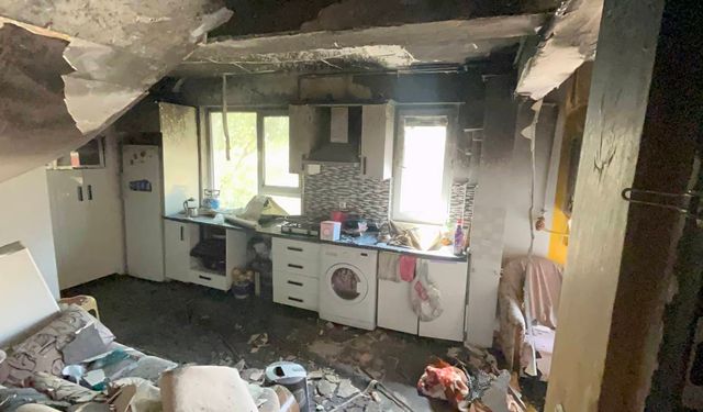 Yakıldığı iddia edilen dairedeki hasar görüntülendi