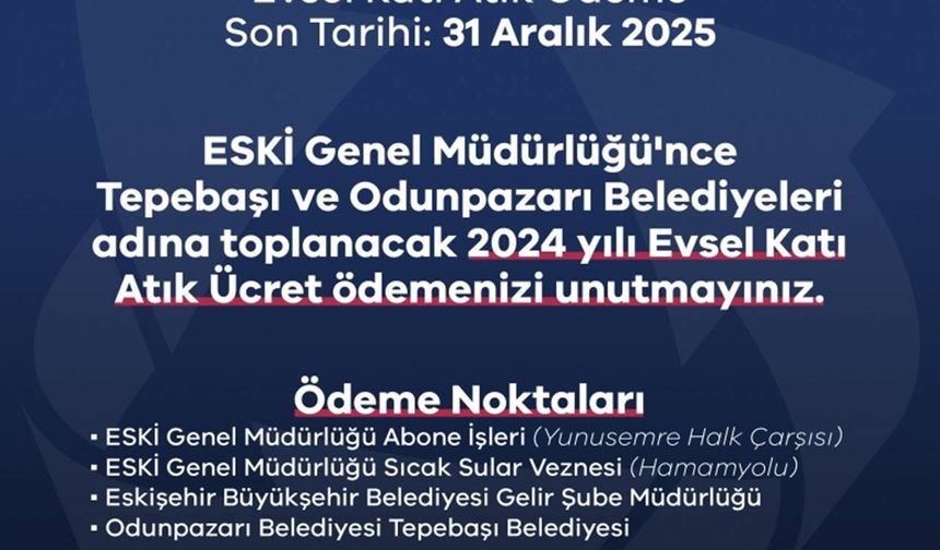 Evsel katı atık ödeme takvimi başlıyor