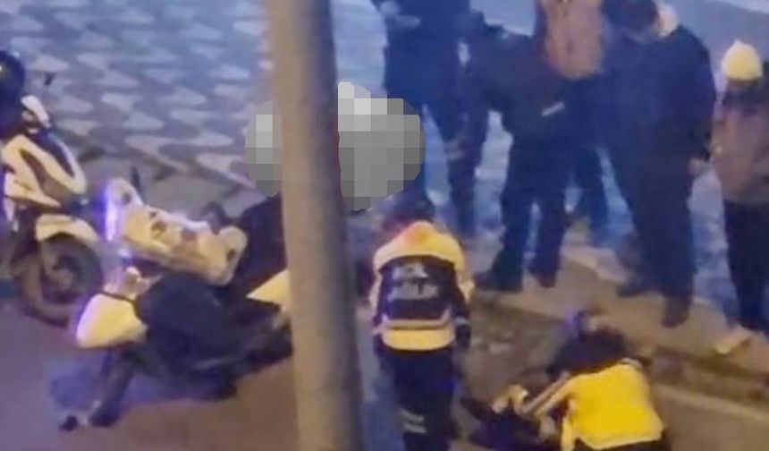 Seyir halindeyken motosikletten düşen kurye yaralandı