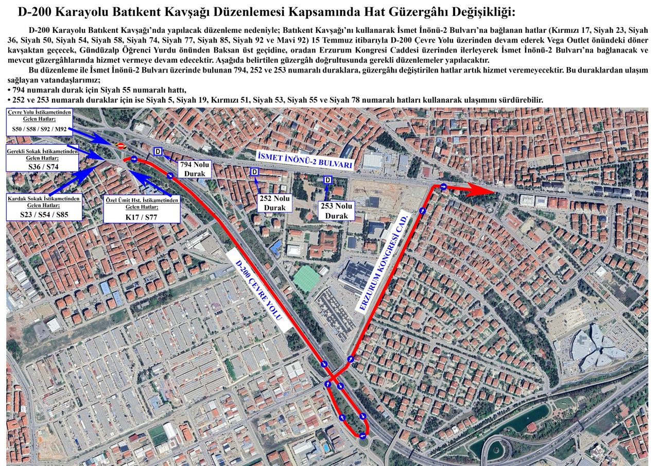 Büyükşehi̇rden Tepebaşi Kavşaği İle İlgi̇li̇ Duyuru (5) Otobüs Güzergahı-1