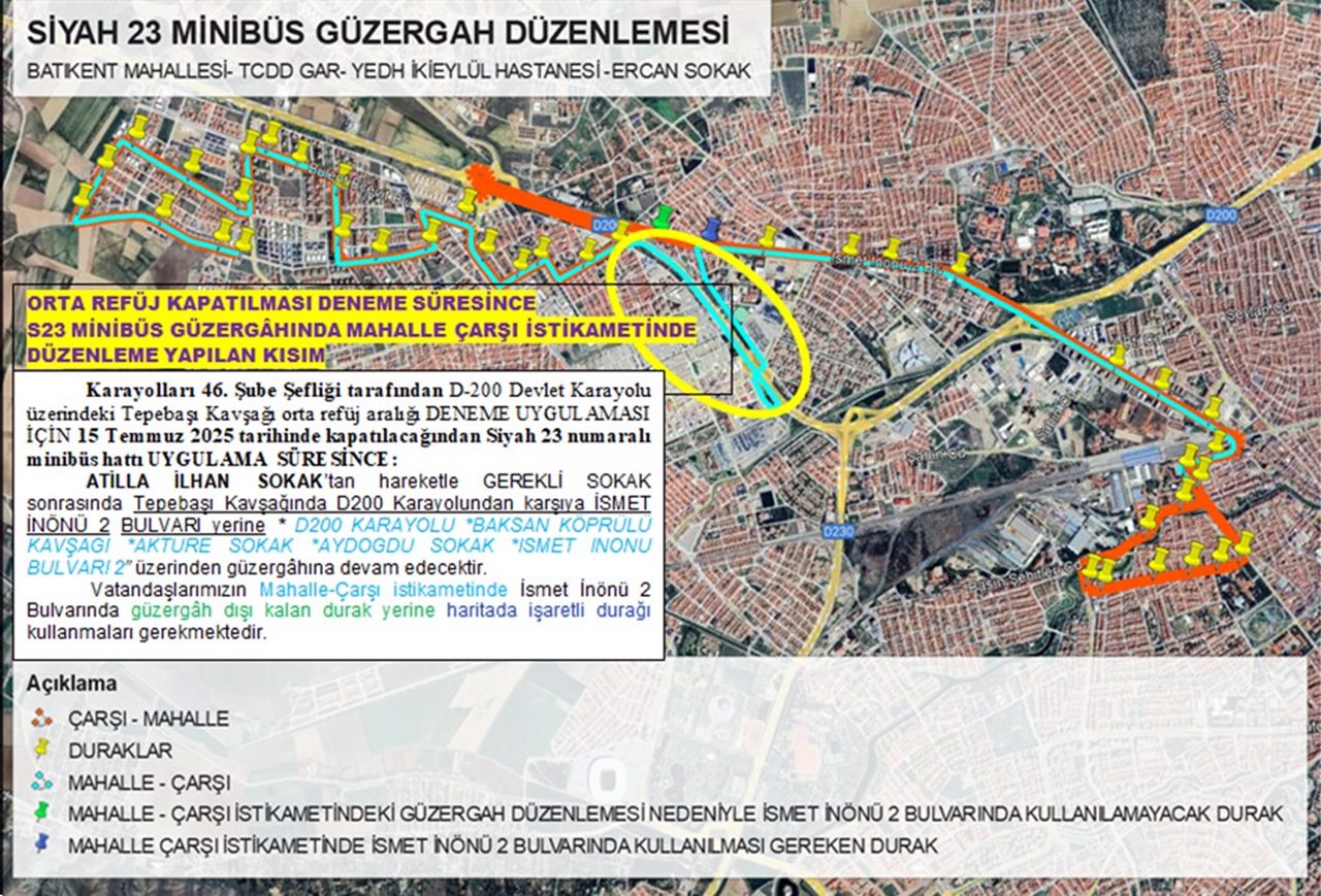 Büyükşehi̇rden Tepebaşi Kavşaği İle İlgi̇li̇ Duyuru (6) Minibüs Güzergahı